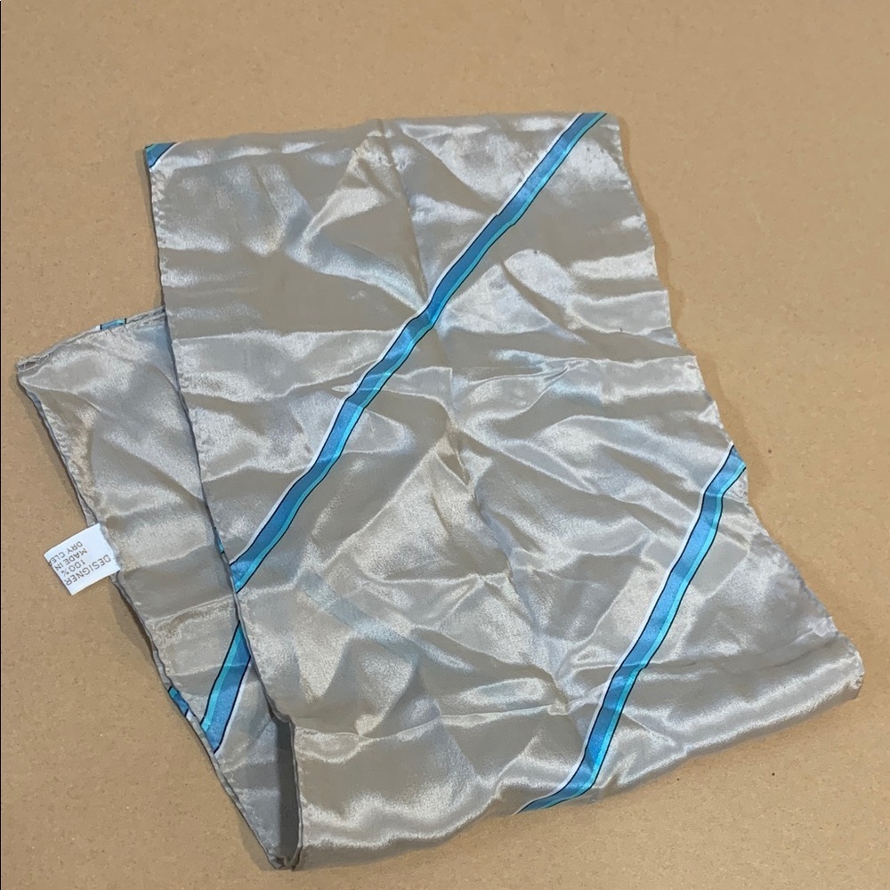 Silk neck or hand bag scarf with Blue Accents